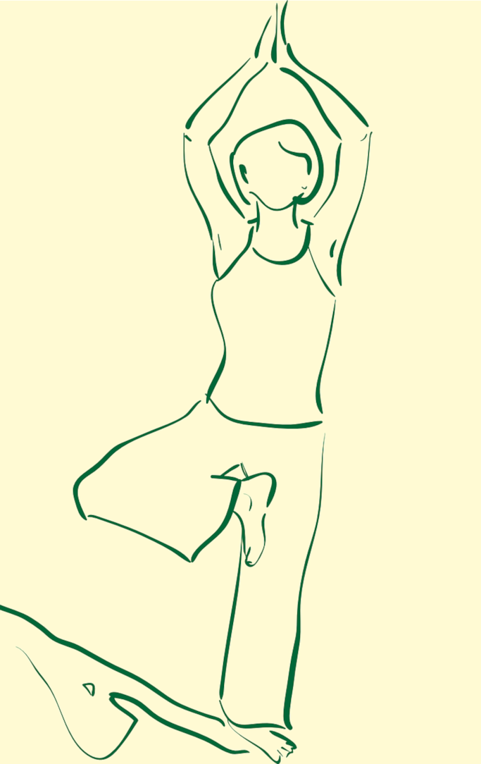 Outline of a woman in a yoga pose