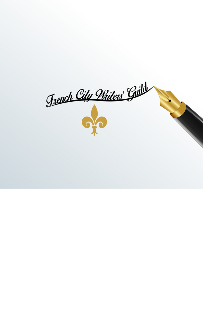 Scribe pen with the words French City Writers' Guild written to the left with a fleur de lis below